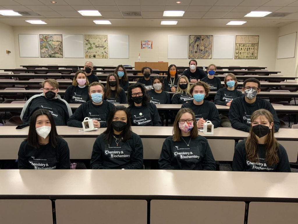 Class of 2023 chemistry and biochemistry majors seated in classroom