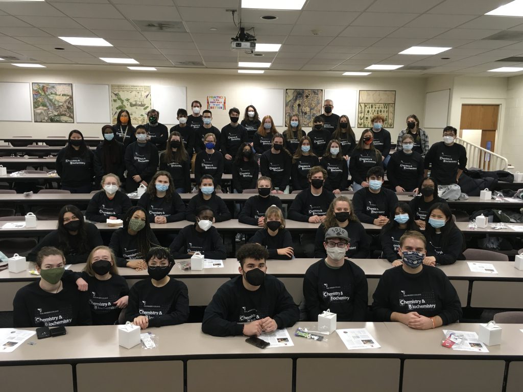 Class of 2024 chemistry and biochemistry majors seated in classroom